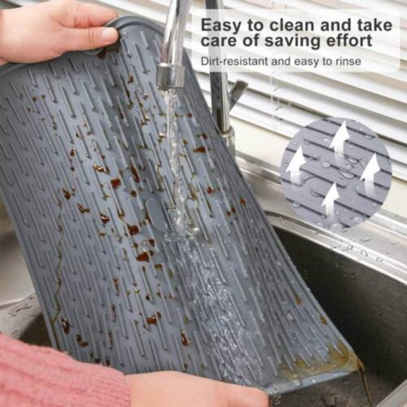 Silicone Durable Cushion Drying Mat For Kitchen Counter Draining Tableware - Picture 6 of 10